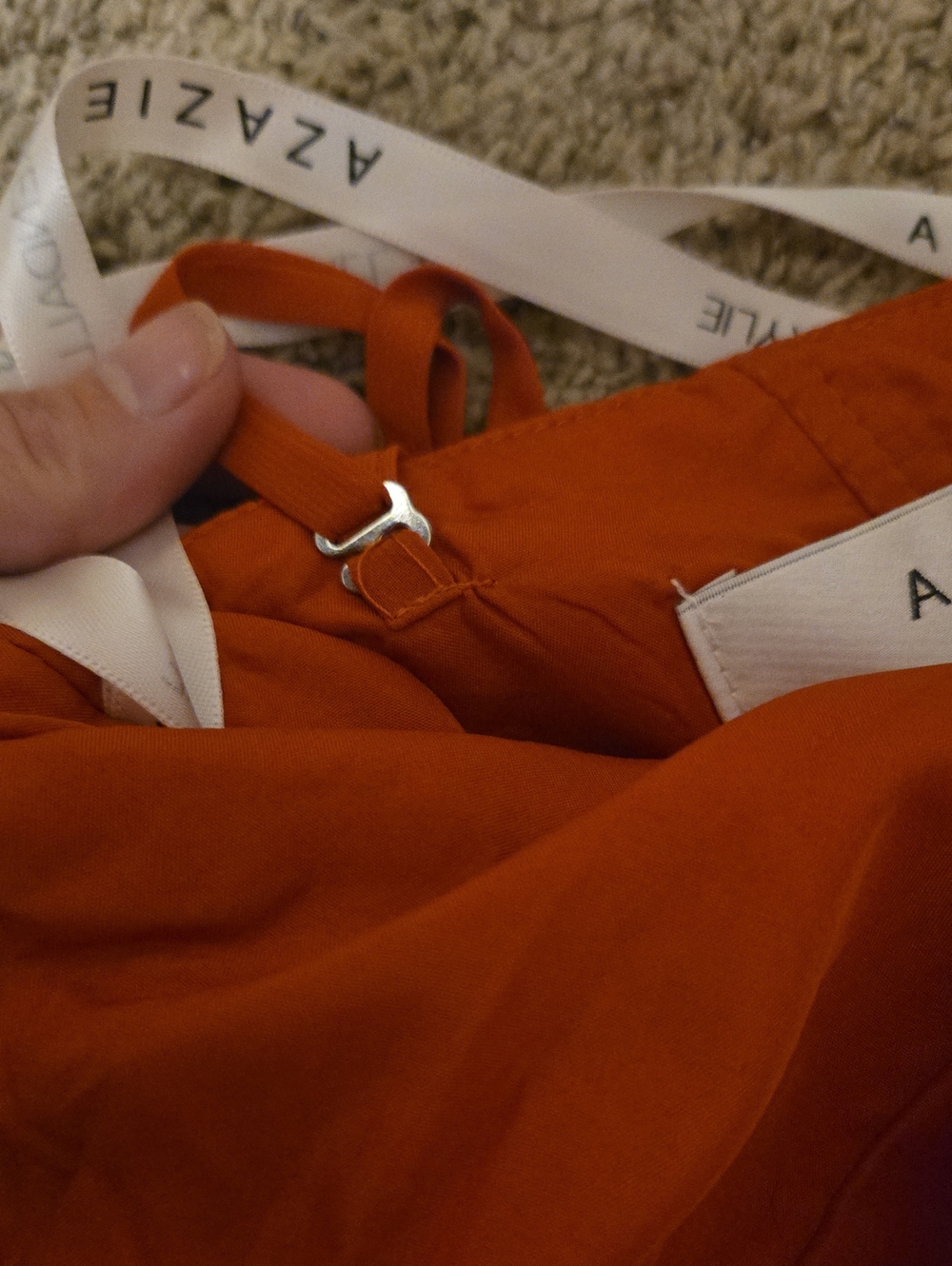 Cowl Ruffle Chiffon Column Dress In Paprika Color - Picture 4 of 5